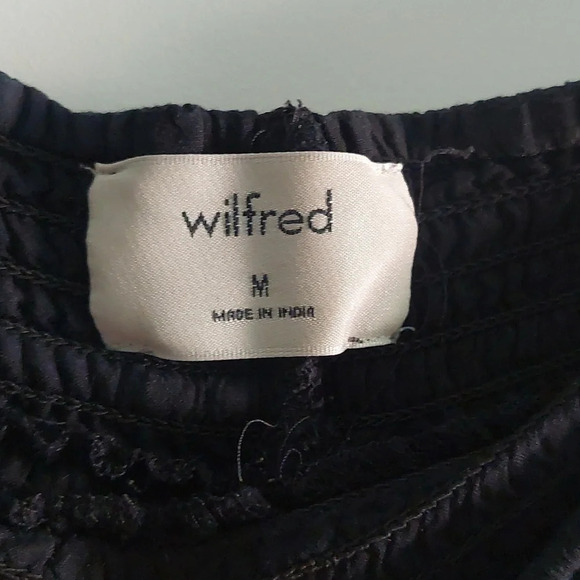 Aritzia Wilfred High Waisted Culotte Black Cropped wide leg pant M Elastic Waist - Picture 5 of 10